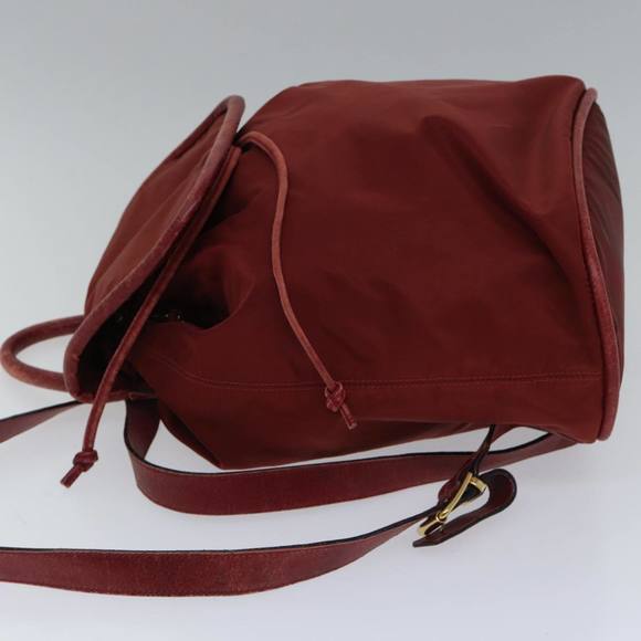 CELINE Backpack Nylon Red Gold Auth bs17197 - Picture 5 of 16